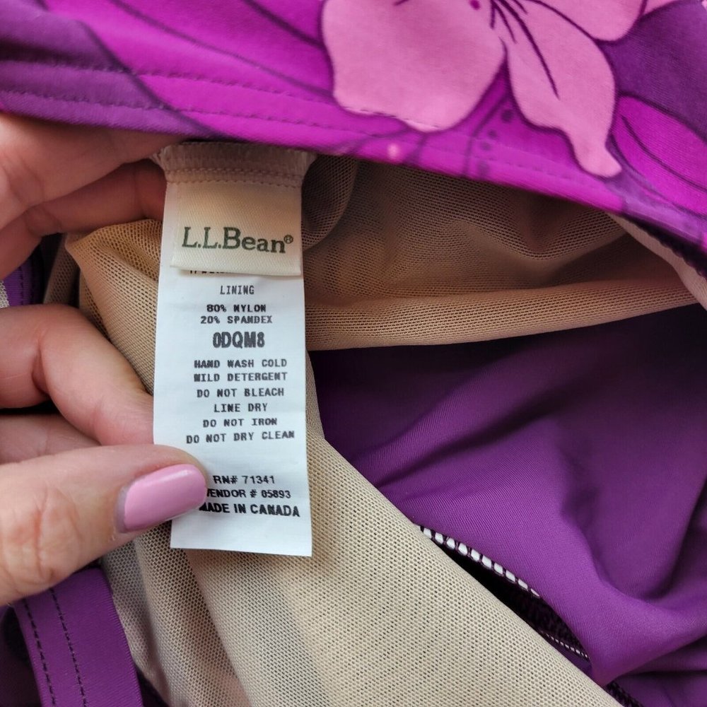 L.L. Bean Purple and Pink Floral One-Piece Swimsuit - Picture 9 of 10